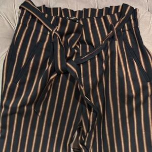 Zara Blue  and Red Striped High-Waisted dress pants